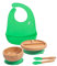 Love Earth ® - Bamboo Baby Weaning Set – 5 Piece Baby Weaning Set Including Suction Plate, Bowl, Spoons, and a Silicone Bib – Eco-Friendly Weaning Set for Babies from 3 Months to 6 Years (Green)