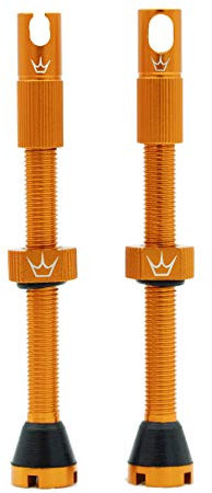 Peaty's X Chris King MK2 Tubeless Ventil Presta - Integrierter Speichenschlüssel & Ventilkernentfernungskappen, Mountainbike, Rennrad Fahrrad Reifen, Kompatibel einfügen, 7075 Aluminium - 60mm Orange