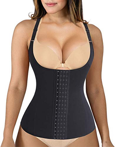 Chumian Femme Gaine Amincissante Ventre Plat Invisible Serre Taille Corset Minceur Body Sculptant Shapewear (Noir, L)