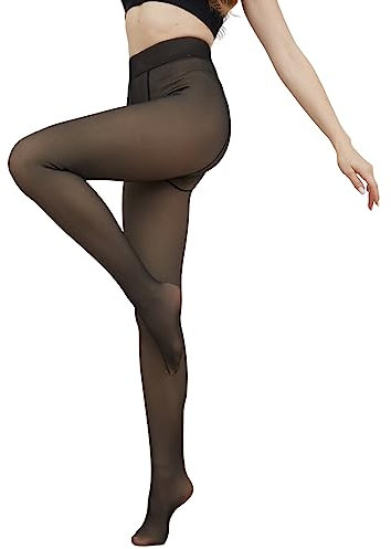 HTTOAR Damen Thermo Leggins, Winter Leggings Verdickte Stretchstrumpfhose aus Samt mit hoher Taille, Europäische Größe 32-38 (schwarz-1)