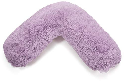 NIGHTZONE Teddy Bear V Shaped complete pillow or Case for support Maternity, Neck, Back, Soft Warm Plush Cosy Fleece Cover (Teddy Cuddles Lilac, Complete Pillow)
