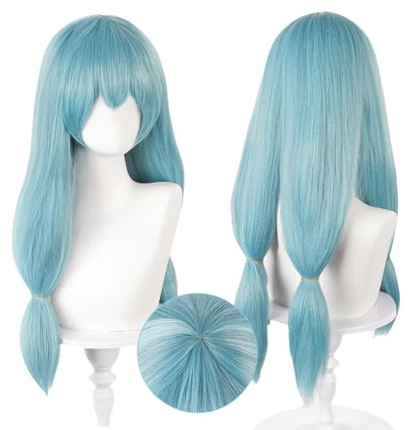 Wxypreey Anime Perücke Cosplay Perücken Lange Blaue Doppel Pferdeschwänze Hitzebeständige Synthetische Halloween Perücke