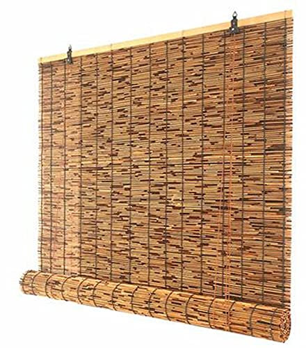 Reed Curtains with UV Blocking Curtains for Balcony/pergola Weatherproof Blinds with Hooks and Side Drawstrings, Customizable/A / 50×60cm