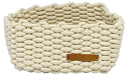 FRIHET Geflochtener Baumwoll-Aufbewahrungskorb für KALLAX Regal | Stilvolle Ordnung und praktische Aufbewahrung im Wohnzimmer, Bad und Kinderzimmer | Strickkorb in zeitlosem Wollweiß