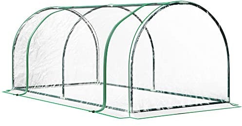 Outsunny Serre de Jardin Mini Serre Serre à tomates dim. 2L x 1l x 0,8H m Porte zippée bâche PVC Acier Transparent