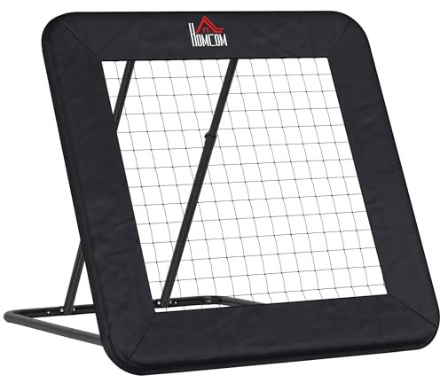 HOMCOM Rebounder für Fußball, Prellwand mit Schutzkante Heringen, verstellbar in 5 Stufen, tragbares Rebound, Fußballtor für Jugendliche, Rückprallwand für Handball Training 128x118x120cm, Schwarz