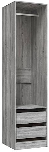 vidaXL Kleiderschrank mit Schubladen Garderobenschrank Schrank Hochschrank Aufbewahrungsschrank Schlafzimmerschrank Grau Sonoma 50x50x200cm