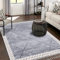 payé Teppich Wohnzimmer - Abstrak Raute - 160x230cm - Creme Grau Blau - Fransen Deko Boho Flauschig - Cut & Loop Sisal - Schlafzimmer Flur Dekoration Läufer