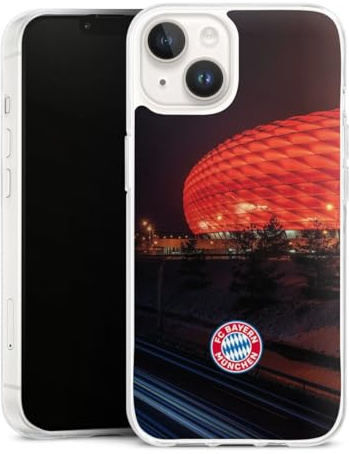 Silikon Hülle kompatibel mit Apple iPhone 14 Case transparent Handyhülle FC Bayern München FCB Stadion