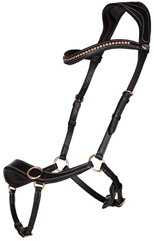 QHP Gebisslose Leder Trense Anatomical (Vollblut, schwarz)