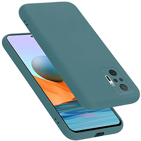 Cadorabo Hülle kompatibel mit Xiaomi RedMi Note 10 PRO Hülle Silikon Handyhülle für RedMi Note 10 PRO Case aus flüssigem Silikon- Kratzfeste und stoßfeste dünne TPU Schutzhülle - Liquid GRÜN