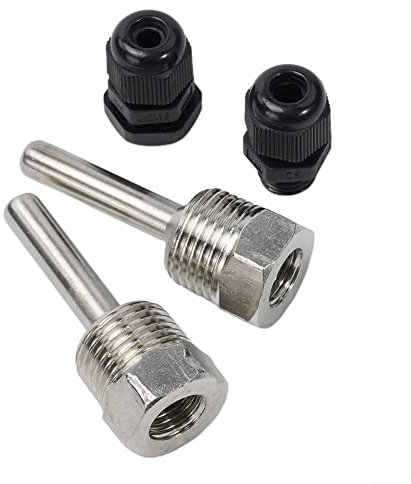 HpLive 2 Stück G 1/2 Zoll Thermowell 1/2 Edelstahl Tauchhülse für Temperatursensor Temperaturfühler (8 x 50 mm)