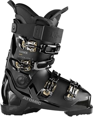 ATOMIC HAWX Ultra 115 S W GW - 25/25.5: Damen Snowboard Boot, Schwarz/Gold, Prolite-Konstruktion, Memory Fit Thermoanpassung, Mimic Platinum Innenschuh, AFS Zungensystem, 3D Stretch Zehenbox