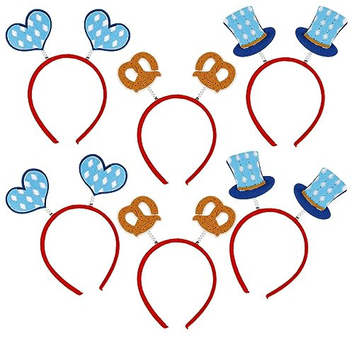 MONCAP 6 Stück Oktoberfest Haarreif Bierfest Haarschmuck Bier Stirnband Bayrische Party Kopfbedeckung für Frauen Oktoberfest Deko Bierfest Party Accessoires Volksfest Deutsche Bier Mottoparty