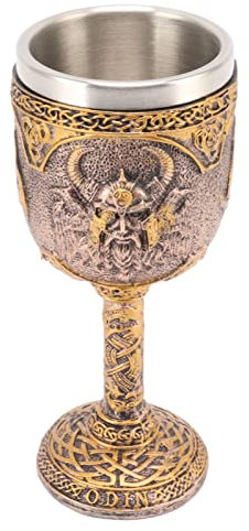 Nordic Viking Goblet, Resin Shell Stainless Steel Interior Retro Scandinavian Style Wine Goblet Gothic Chalice Goblet Viking Cup for Cocktails Whisky