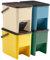 SONGMICS Recycling Bins for Kitchen, Set of 4 Stackable Trash Bins, 20L Each, Waste Separation System, Press-to-Open Lids, with Stickers, Storage Bins, Yellow, Blue, Beige and Green LTB760Q01