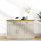 Galano Sofia Sideboard mit 3 Türen und 2 Schubladen – Buffetschrank für Wohnzimmer – 39,5T x 112,8B x 74,1H cm – Hellgrau/Eiche