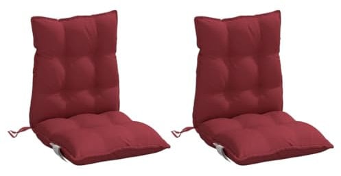 vidaXL Niedriglehner Auflagen 2 STK., Gartenstuhlauflagen mit Bänder, Sitzauflagen Polster für Gartenstuhl, Polsterauflagen, Weinrot Oxford-Gewebe