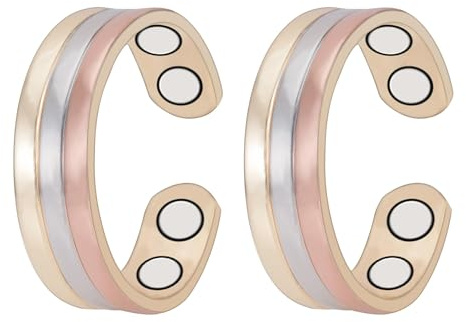 YINOX Superstarker magnetischer Kupferring für Männer und Frauen, klassischer magnetischer Kupferring im offenen Stil, inklusive 4 NdFeB-Magneten und hochwertiger Geschenkbox (2,3 Zoll) (2 PC)