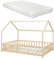[en.casa] Kinderbett Hesel Hausbett mit Matratze 140 x 200 cm Holzoptik mit Rausfallschutz und Lattenrost Bodenbett Jugendbett Holzbett