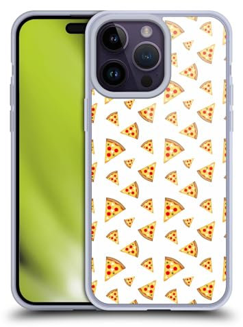 Head Case Designs Offizielle PLdesign Coole Lustige Pizzastücke Weiß Ernährungsmuster Gelhülle [Militärischer Schutzgrad] Kompatibel Mit Apple iPhone 14 Pro Max Und Kompatibel Mit MagSafe