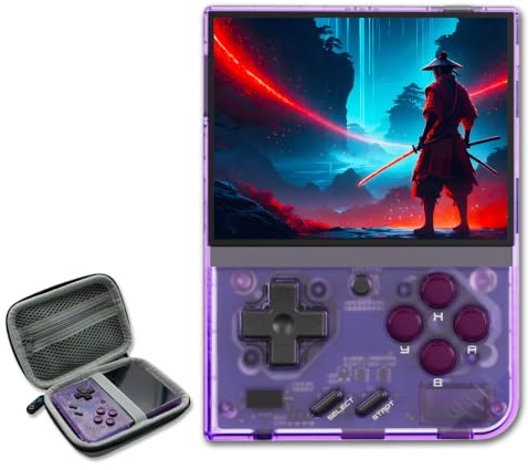 Miyoo Mini Plus - Console portatile con custodia portatile, colore: Viola | 3.5 pollici 640*480 IPS Schermo 3000mAh Multiplayer Retro Emulatore Portatile Videogiochi Console 64GB.Ver