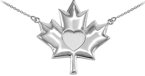 Collar colgante Plata Fina 925/1000 Hoja de Arce Corazón (Largos del candado disponibles 40 cm - 45 cm - 50 cm - 55 cm) 22