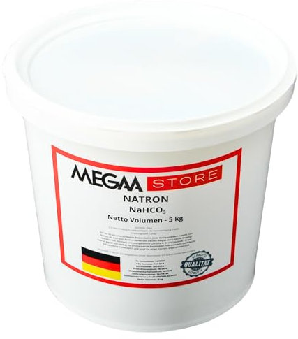 Megaa store Natron Pulver Baking Soda | 1kg bis 25kg | Hochreine Lebensmittelqualität Backpulver Backen und Kochen Putzmittel NaHCO3