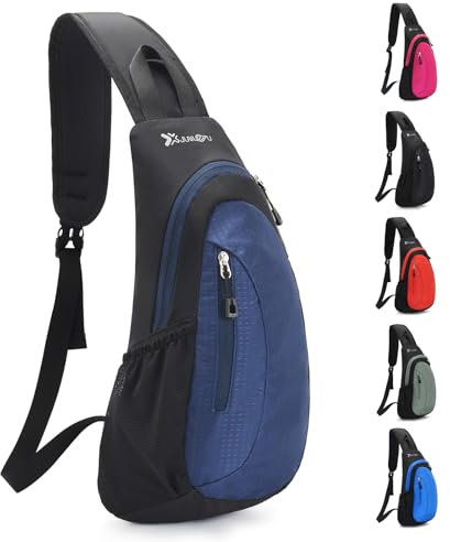 Sciphylia Bolso Pecho Hombre Mochila Cruzada Gran Capacidad Bolsa de Pecho Antirrobo Correa única Hombro Cruzados Bandolera Cruzada para Deportes al Aire Caminar Viajar Ciclismo Azul Marino