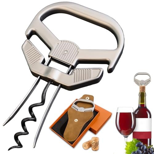 LUCYLANKER Ah So Ouvre-Bouteille pour Bouteilles Vintage, Tire-Bouchon de Vin Vieux avec Étui en Cuir Portable, Décapsuleur pour Connaisseurs de Vin à Déboucher, Cadeaux pour Amateurs de Vin (01)