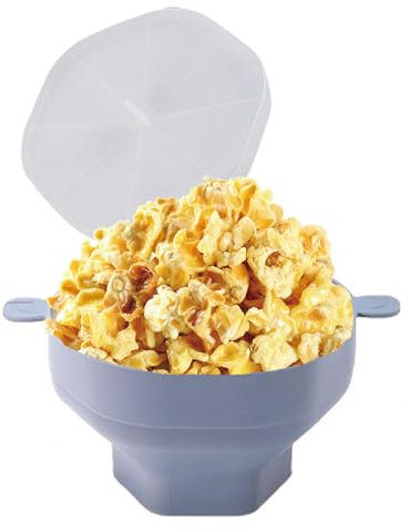 Eruceky Palomitas Microondas, Cubo de Silicona para Palomitas, Cubo de Palomitas Plegable, Para Fiestas, Películas, Casas, Cocinas(Gris)