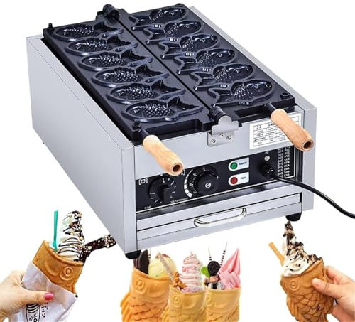 Machine Taiyaki Électrique 3000 W, Machine À Gaufres Poisson Taiyaki, Gaufrier À Confiture Ou À Crème Glacée À Usage Commercial, Température Réglable 50 À 300 °C Pour Cuisine À Domicile