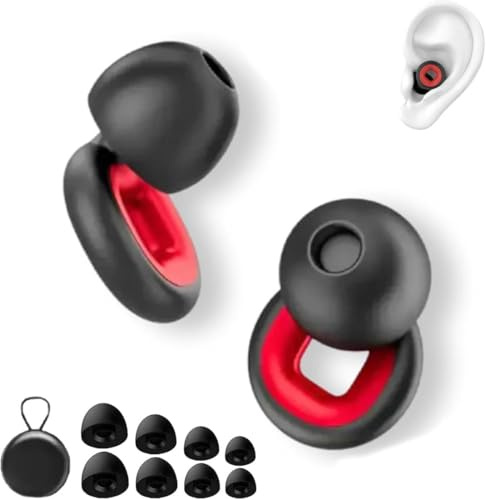 Artevive Moto Earplugs - 27 Db Ultra-Comfy Reusable Noise-Reducing Ear Protection for Motorcycle, Sleep & Focus - Red (1 Pair)
