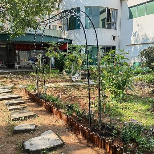 Garden Trellises Arch,Metal Garden Arch for Climbing Plants Wedding Trellis Pergola Archway with Grapevine and Rose Support Rack Outdoor Backyard Decoration (Black 300x220cm)
