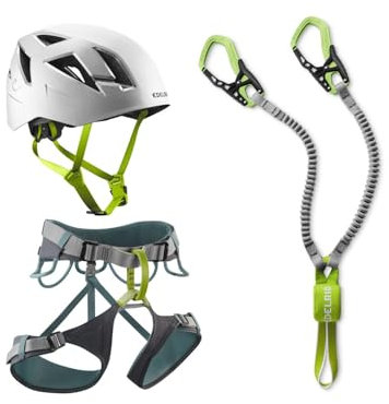 EDELRID Klettersteigset Kit mit Klettergurt Skye und Cable Kit sowie Kletterhelm Zodiac, Größe:S-M