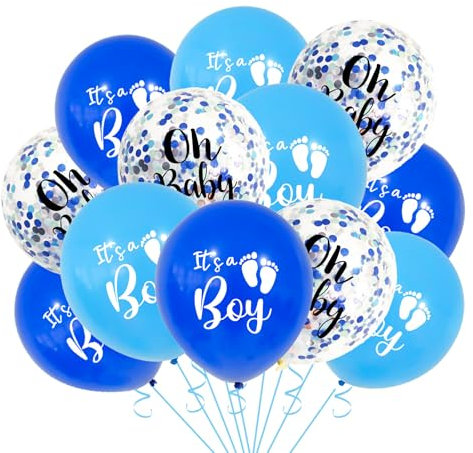ParPix 12 Stück Its a Boy Luftballons Blau, Babyparty Deko Junge Ballon, Baby Shower Deko Luftballon, Baby Boy Deko Ballons, Boy Gender Reveal Party Deko Luftballon, Babyshowerparty Deko Junge Ballon