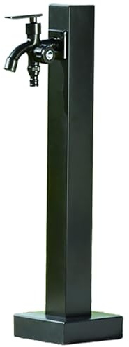 Wassersäule Garten aus Edelstahl, Wassersäule Garten mit Wasserhahn mit Zwei Wasserauslässen, Quadratischem Schlauchhalter für Einfaches Gießen(60cm/24in)