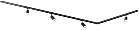 MRail 230V Schienensystem in Schwarz GU10 Spots Komponenten Stangensystem austauschbare LED Leuchtmittel (Set: 2x1m+4 Spots+Endeinspeiser+1x gerade+1x L)