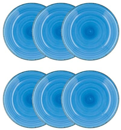 Quid Vita Azul Set 6 Platos Hondos Ceramicos Apto Microondas Seque Los Platos Por Las Dos Caras Después De Cada Lavado Apilable
