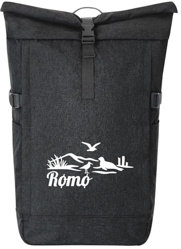 Huuraa Kurierrucksack Rømø Dänemark 30-44 Liter Black Melange Fairtrade Rolltop Rucksack Geschenkidee