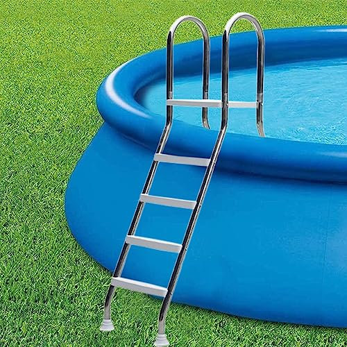 Marches Piscine Mains Courantes Échelle de Piscine Hors Sol de Luxe de 132 cm (52 po), pour l'extérieur, Charge maximale de 226 kg (500 LB), 4 marches antidérapantes Double Face en Acier ino