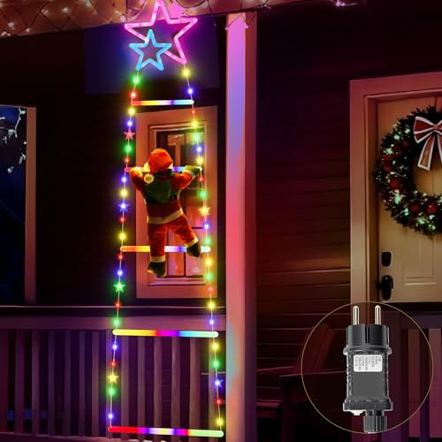 Buudala Weihnachtsleiter Lichter mit Weihnachtsmann - 1M RGB Adapter Modell