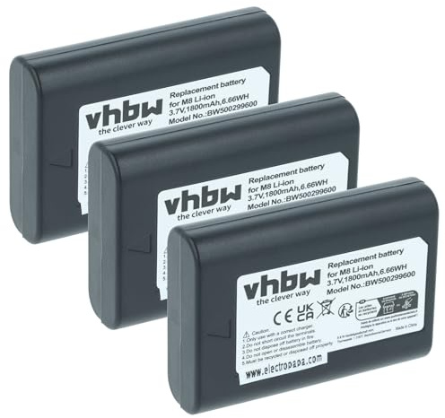vhbw 3X Akku kompatibel mit Leica M8, M8.2, M9, M9-P, M-E Kamera (1800 mAh, 3,7 V, Li-Ion)