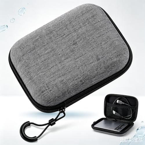 1 Stück Festplatten-Schutzhülle – Hartschalen-Case für Externe SSD/HDD 2,5 Zoll, stoßfestes Schutzetui mit Reißverschluss für unterwegs