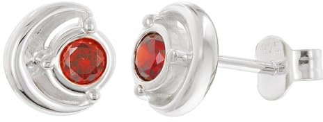 trendor Damen Ohrringe 925 Silber Ohrstecker Zirkonia Granatrot 21422-16 | feine Damen-Ohrstecker aus Sterlingsilber, Ohrschmuck für Frauen mit Zirkonia, Geschenk