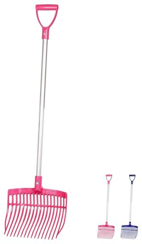 NETPROSHOP Mistgabel Mini blau oder pink mit Alu-Stiel 95 cm - robuste Spänegabel aus Polycarbonat, Farbe:Pink