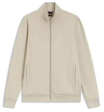 BOSS Herren H-Shepherd 100 Piqué-Sweatshirt aus merzerisierter Stretch-Baumwolle mit Reißverschluss Hellbeige XXL