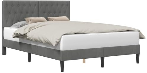 vidaXL Bettrahmen mit Kopfteil Dunkelgrau 160 x 200 cm Samt, Modernes Schlafzimmer, schicke Samt-Bettgestell, rechteckiges Design, Elegante Bettwäsche, praktischer Stil