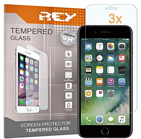 REY 3X Protector de Pantalla para iPhone 7 Plus/iPhone 8 Plus, Cristal Vidrio Templado Premium