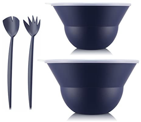 Bodum Tope K2551-540-143S-1 - Juego de 2 ensaladeras (3,0 l y 4,9 L, con tapa de plástico, juego de cubiertos para ensalada)